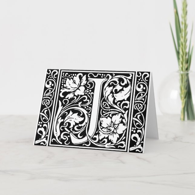 Letter J Mediaeval Monogram Art Nouveau Note Card (Front)