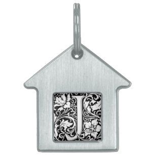Letter J Mediaeval Monogram Art Nouveau Pet ID Tag