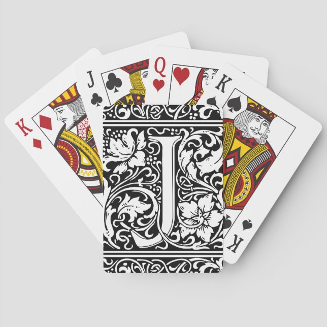 Letter J Mediaeval Monogram Art Nouveau Playing Cards (Back)