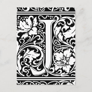 Letter J Mediaeval Monogram Art Nouveau Postcard