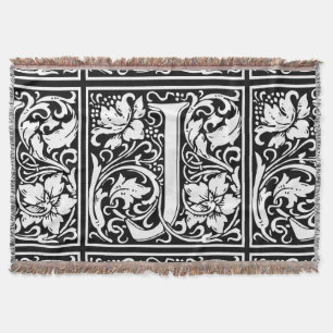 Letter J Mediaeval Monogram Art Nouveau Throw Blanket