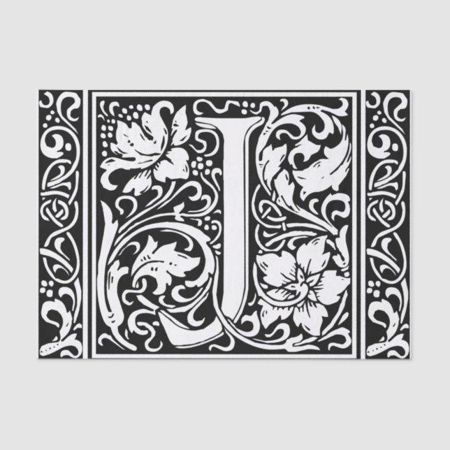 Letter J Mediaeval Monogram Art Nouveau Tissue Paper (Front)
