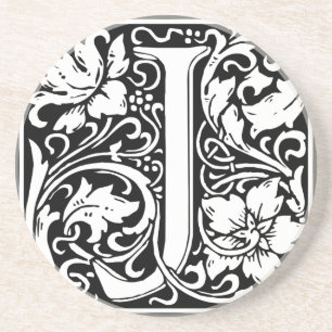 Letter J Mediaeval Monogram Vintage Initial Coaster
