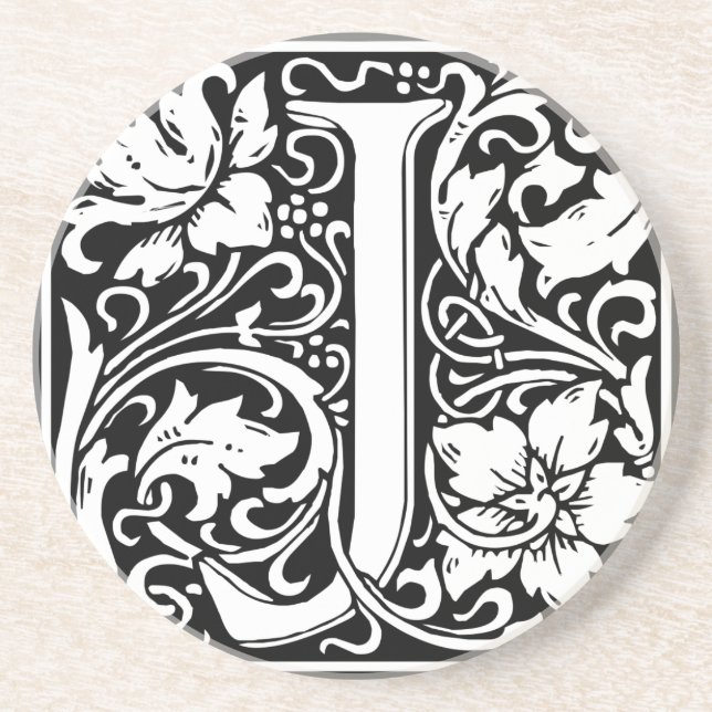 Letter J Mediaeval Monogram Vintage Initial Coaster (Front)