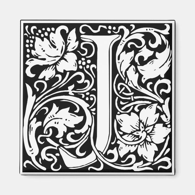 Letter J Mediaeval Monogram Vintage Initial Magnet (Front)