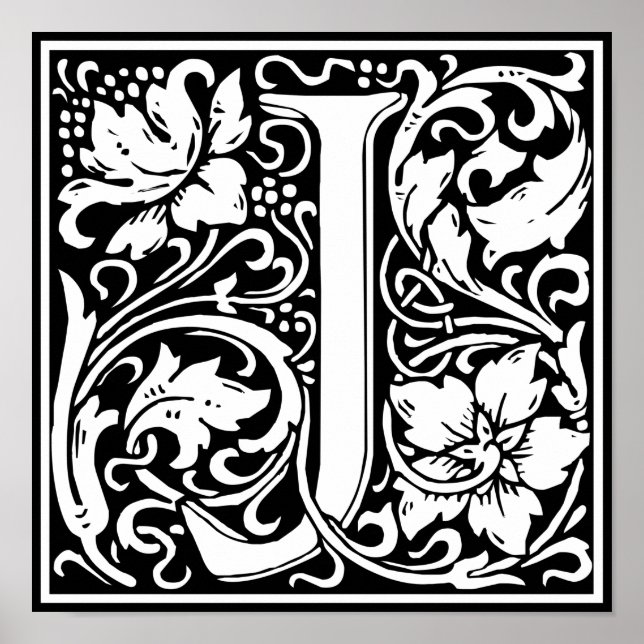 Letter J Mediaeval Monogram Vintage Initial Poster (Front)