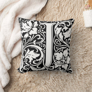 Letter J Medieval Monogram Art Nouveau Cushion
