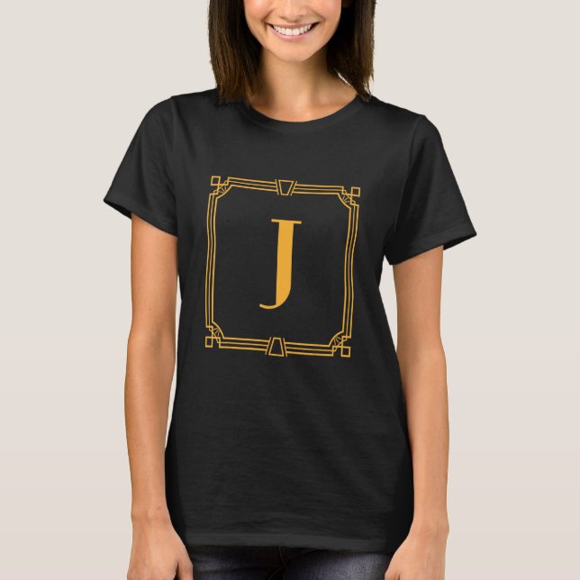 Letter J Monogram Alphabet J Initial Geometric Dec T-Shirt (Front)