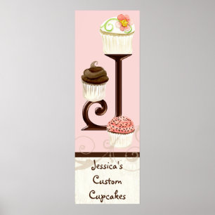 Letter J Monogram Dessert Bakery Business Poster