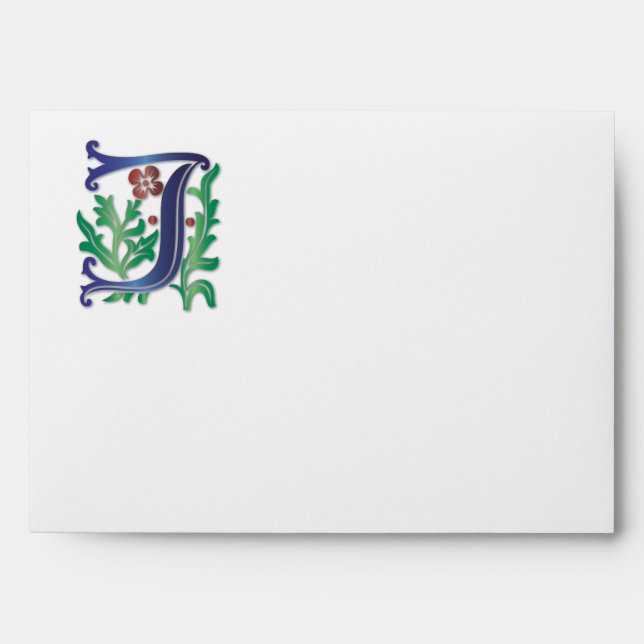 Letter J Monogram Fleur de lis Envelope (Front)