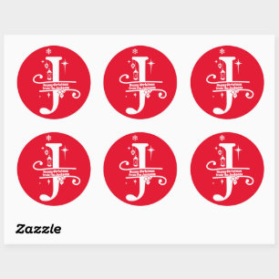 Letter J Monogram Initial Family Name Greeting Classic Round Sticker