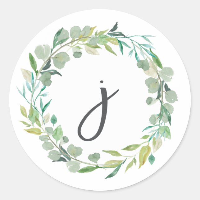 Letter J Monogram Initial Sticker Envelope Seal (Front)