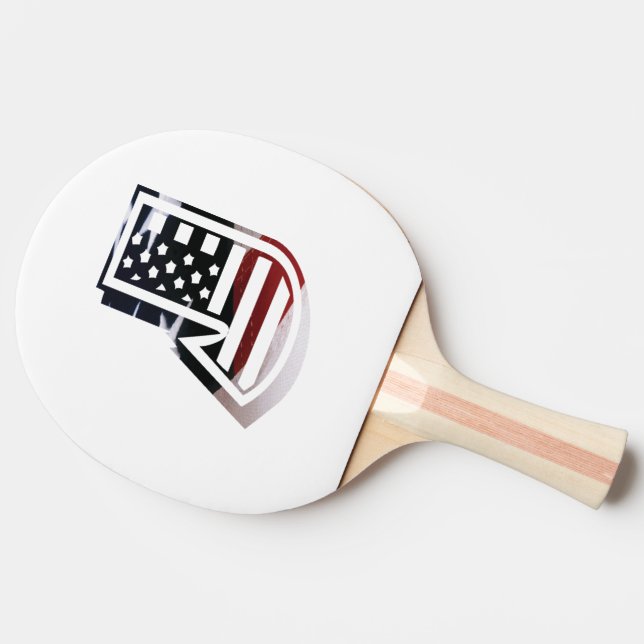 Letter J Monogram Initial USA Ping Pong Paddle (Back Side)