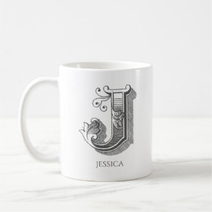 Letter J Monogram Modern Name Coffee Mug