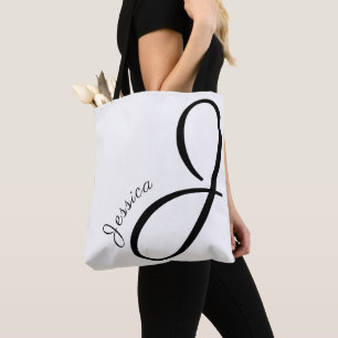 Letter J - Monogram + Name - modern elegant Tote Bag
