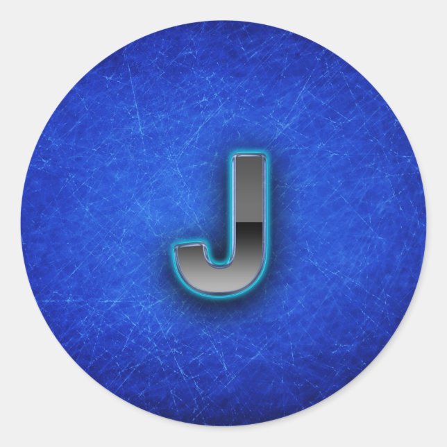 Letter J - neon blue edition Classic Round Sticker (Front)