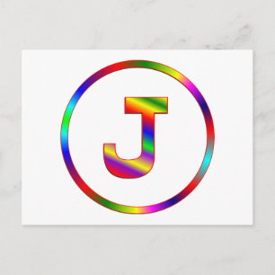 Letter J Rainbow Postcard