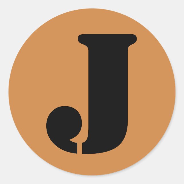 Letter J Stencil Alphabet by Janz Peru Gold Classic Round Sticker (Front)