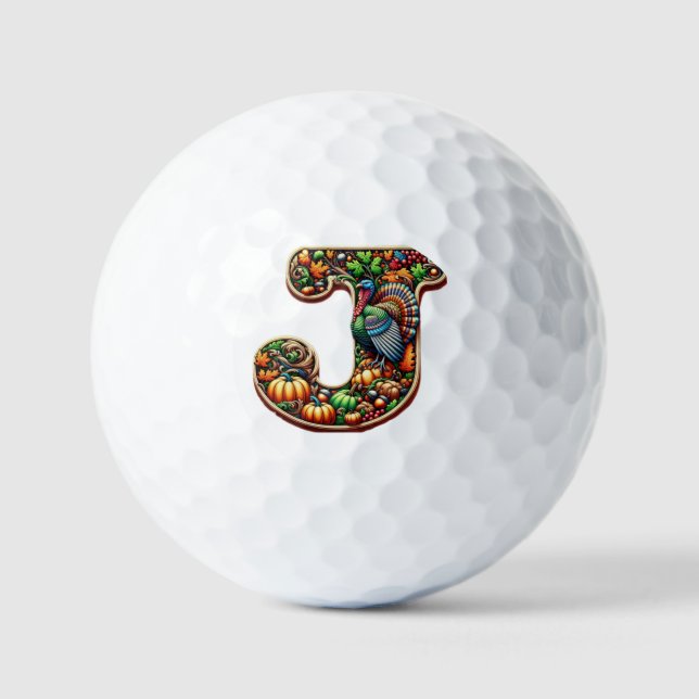 Letter J Thanksgiving style gift  Golf Balls (Front)