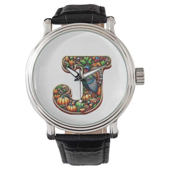 Letter J Thanksgiving style gift  Watch (Front)