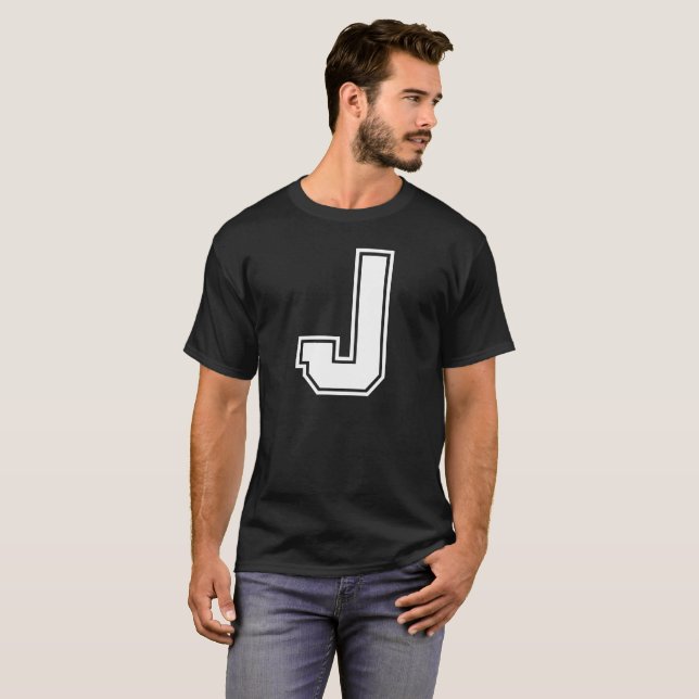 Letter J University Style Personalized Alphabet T-Shirt (Front Full)