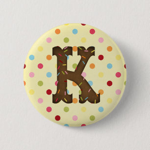 Letter K 6 Cm Round Badge