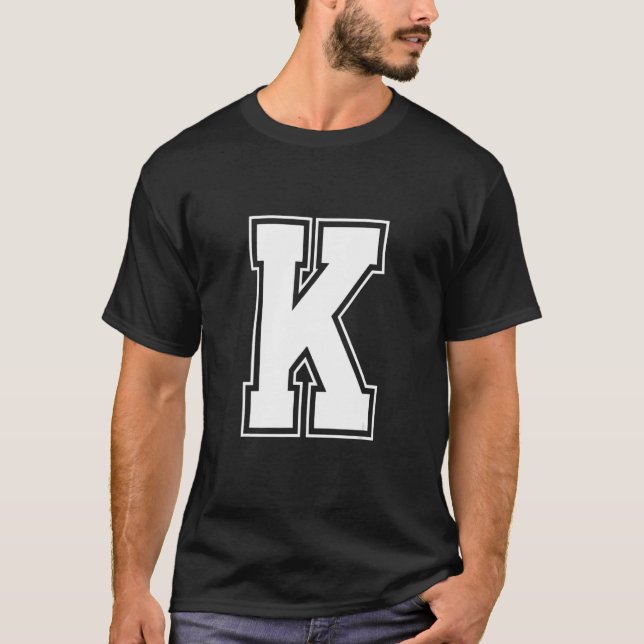 Letter K  Alphabet Bold Capital Upper Case Initial T-Shirt (Front)