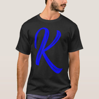 Letter K Alphabet Large Blue Graphic Initial T-Shirt