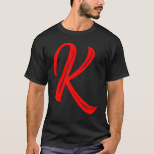 Letter K Alphabet Large Red Graphic Initial T-Shirt