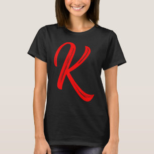 Letter K Alphabet Large Red Graphic Initial T-Shirt