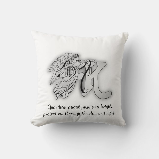 Letter K angel monogram alphabet initial Cushion (Front)