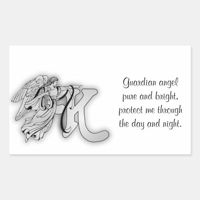 Letter K angel monogram alphabet initial Rectangular Sticker (Front)