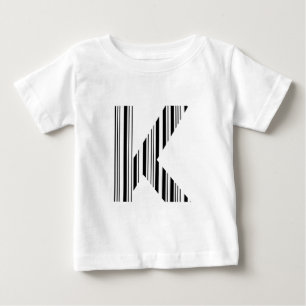 LETTER K BAR CODE First Initial Barcode Pattern Baby T-Shirt