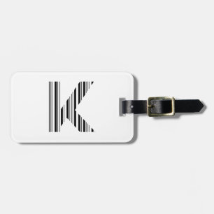 LETTER K BAR CODE First Initial Barcode Pattern Luggage Tag