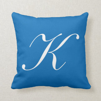 Letter K Blue Monogram Pillow