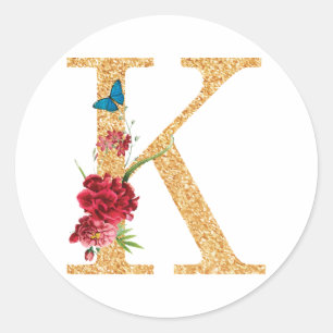 letter k classic round sticker