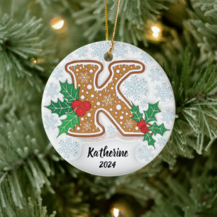 Letter K Custom Name Christmas Ceramic Ornament