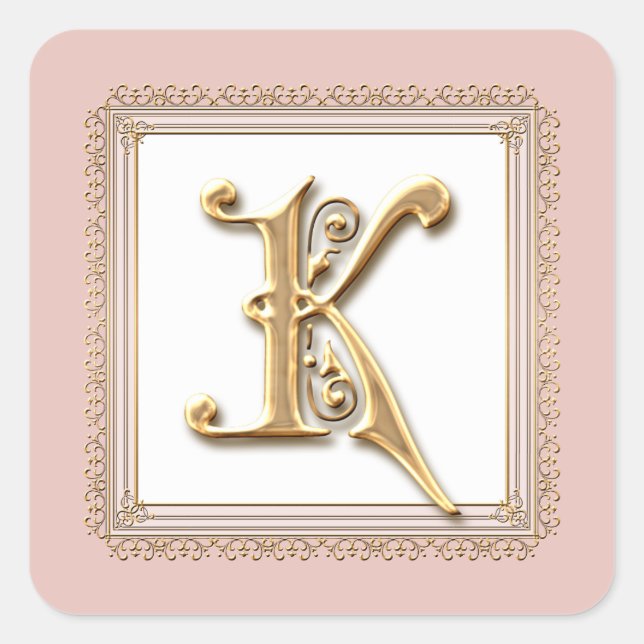 Letter K - Gold & Lace Classic Formal Wedding Seal (Front)