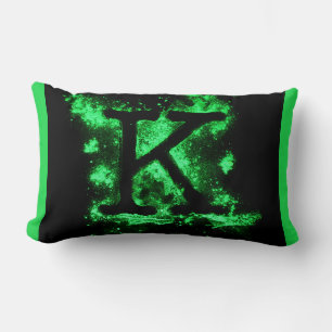 Letter K Green Capital Alphabet Lumbar Cushion