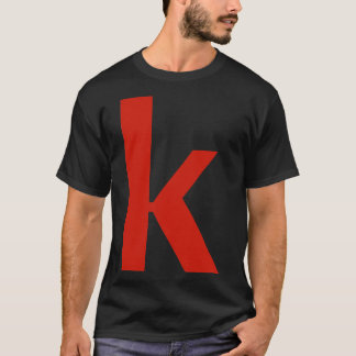 Letter k in Red Text Minimal Typography T-Shirt