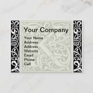 Letter K Mediaeval Monogram Art Nouveau Business Card