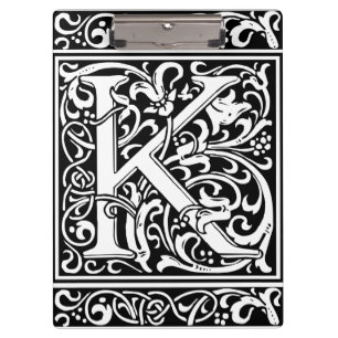 Letter K Mediaeval Monogram Art Nouveau Clipboard