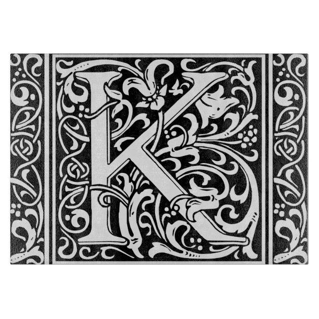 Letter K Mediaeval Monogram Art Nouveau Cutting Board (Front)
