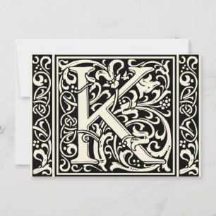 Letter K Mediaeval Monogram Art Nouveau Invitation