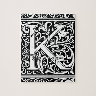 Letter K Mediaeval Monogram Art Nouveau Jigsaw Puzzle