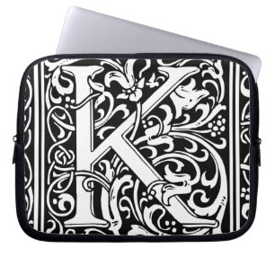 Letter K Mediaeval Monogram Art Nouveau Laptop Sleeve