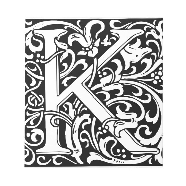 Letter K Mediaeval Monogram Art Nouveau Notepad (Front)