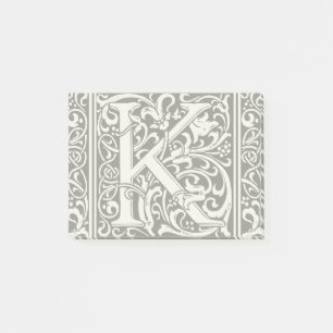 Letter K Mediaeval Monogram Art Nouveau Post-it Notes