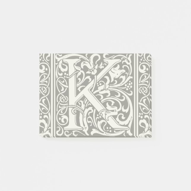 Letter K Mediaeval Monogram Art Nouveau Post-it Notes (Front)