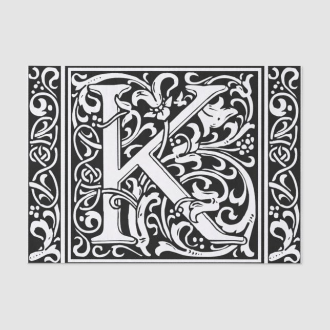 Letter K Mediaeval Monogram Art Nouveau Tissue Paper (Front)